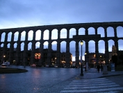 Aqueduct of Segovia at dusk - Segovia Spain
