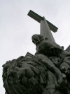 Granite Sculptures at the base of Valle de los caidos Catholic basilica and a monumental memorial 150-metre-high (500 ft) cross - Madrid Spain